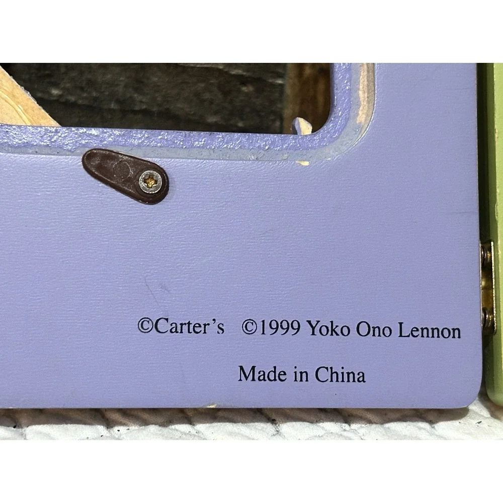 VINTAGE Carters John Lennon Yoko Ono Baby Animals Trifold Photo Frame 1999 Read